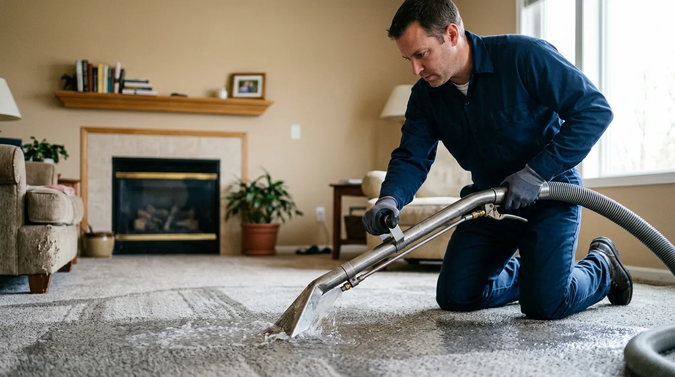 Water damage restoration technician working near Jacksonville, NY